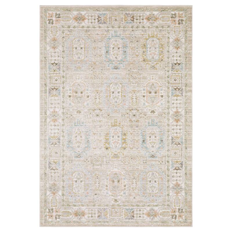 Calliope Textural Distressed Traditional Beige/ Blue Area Rug - 2' 7" x 7' 9" - Runner