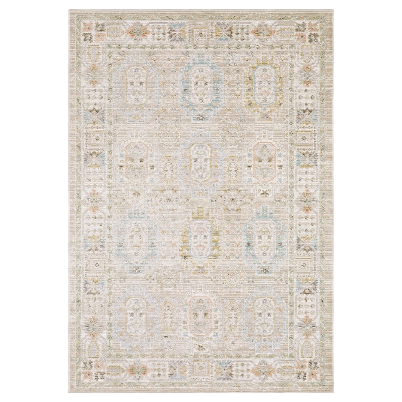 Cavett Textural Distressed Traditional Beige/ Blue Area Rug