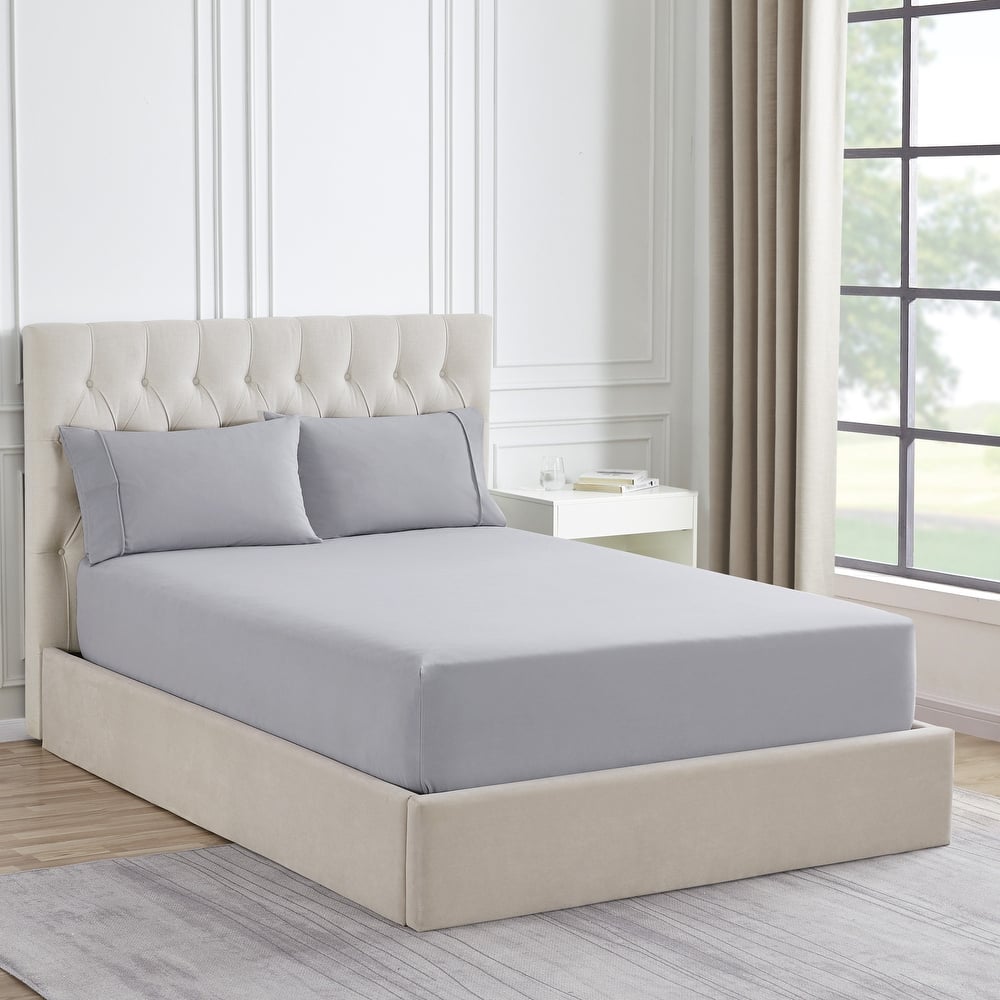 Sweet Home Collection Solid Flannel Fitted Sheet, Bottom Sheets with Built in Sheet Straps