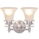 preview thumbnail 3 of 3, Aspen Creative Two-Light Metal Bathroom Vanity Wall Light Fixture, 13-1/2" Wide, Transitional Design in Brushed Nickel
