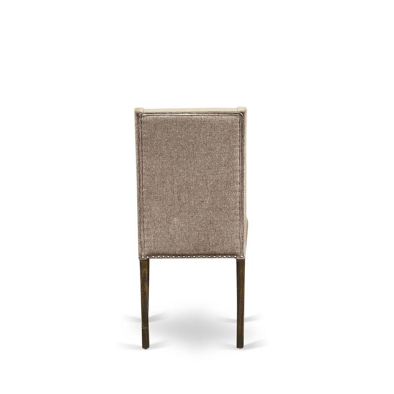 East West Furniture 11 Piece Dinette Set- a Dining Table with Removable Leaf and 10 Linen Fabric Dining Chairs(Finish Options)