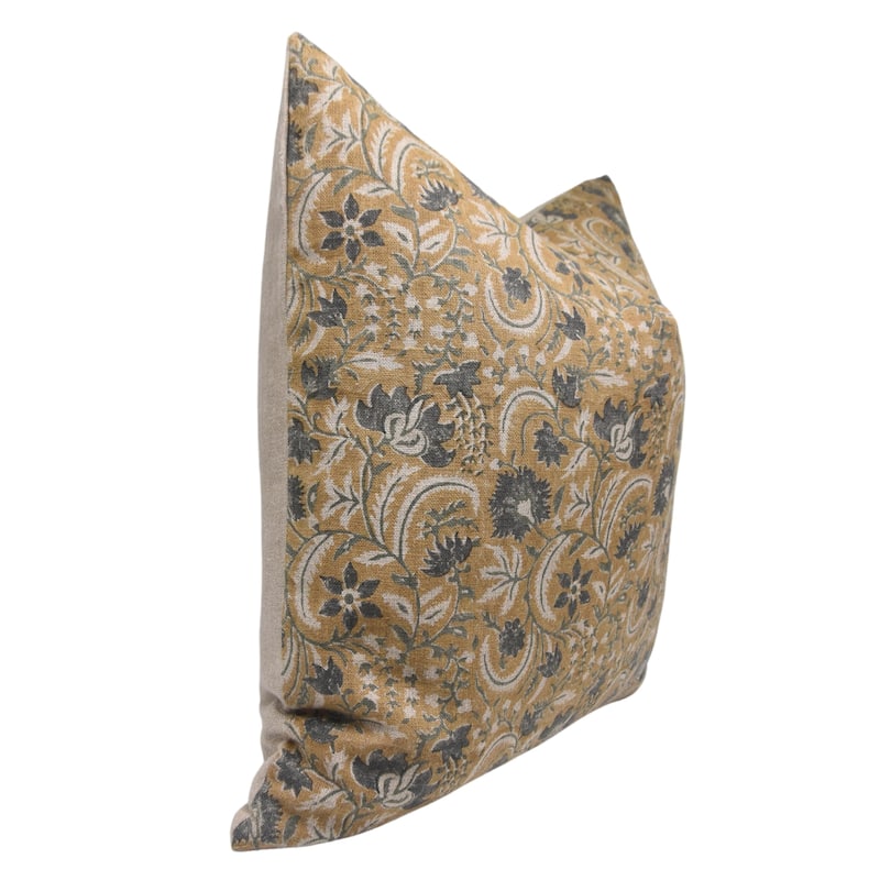 Linen Square Block print pillow Cover - Kundanvan