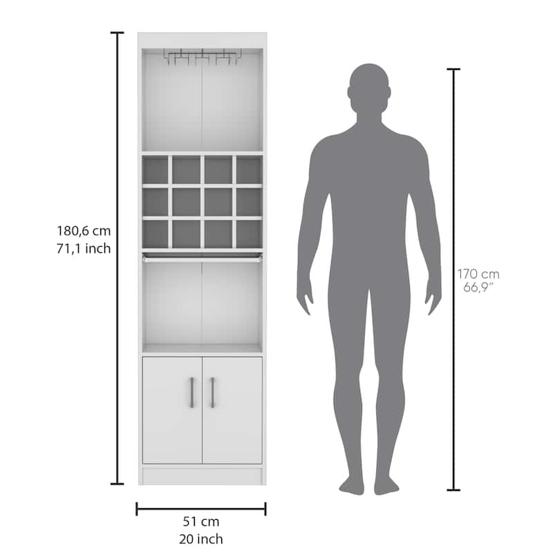Kevil 71-Inch Tall Bar Cabinet 5-Tier Modern Bar Cabinet with Glass Holder Stemware Rack, Wine Cabinet, Liquor Cabinet