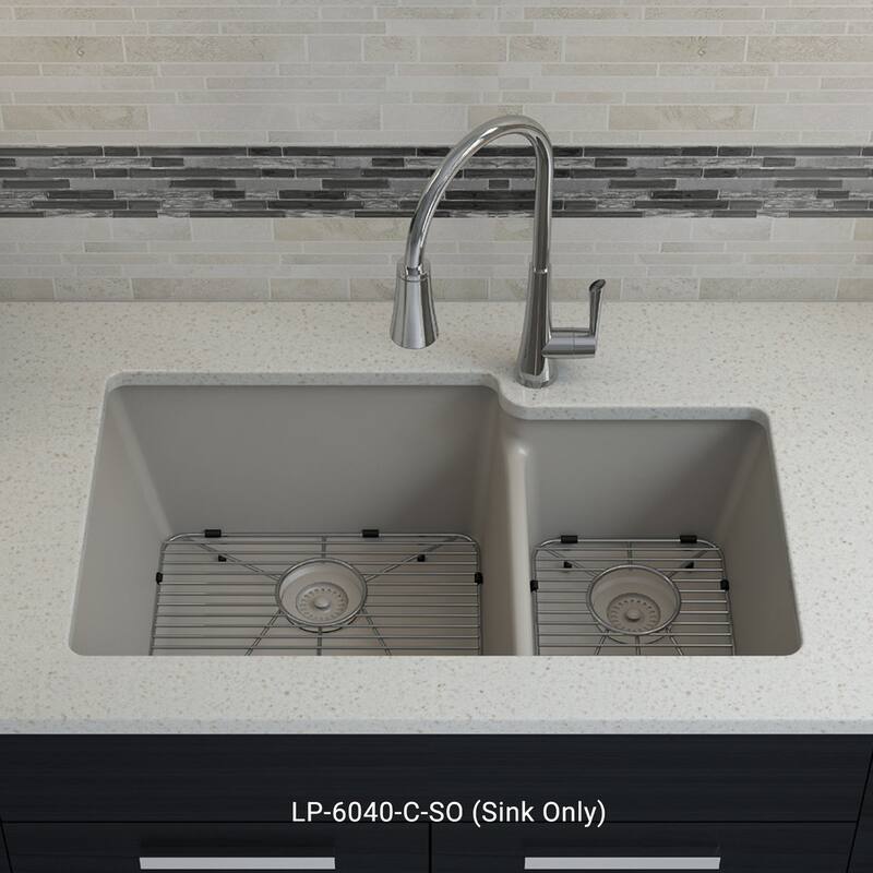 32 Inch Lexicon Platinum Quartz Composite Drop-in Undermount Galaxy Concrete - 19" W x 32" L x 9.75" H