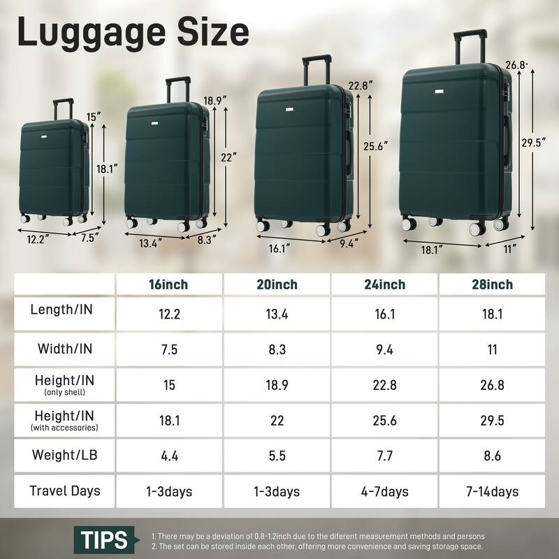 Hardshell Luggage Sets 6 Piece with 2 Bags,Carry on Suitcase with Handle Password Lock Double Spinner Wheels