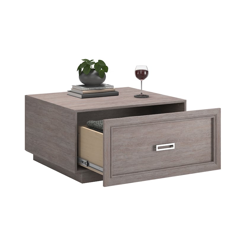 Wood Coffee Table with Elegant Design, Medium Gray - 34.02" L x 30.95" W x 18.27" H