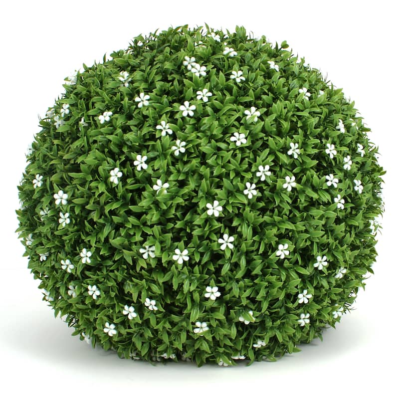 White Flower Grass Topiary Ball - Large 1 Pack - Whte Flower Grass