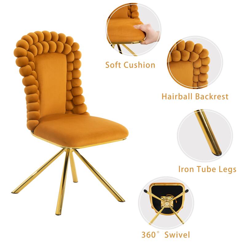 Swivel Velvet Dining Chairs Set of 2, Accent Chairs with Metal Legs