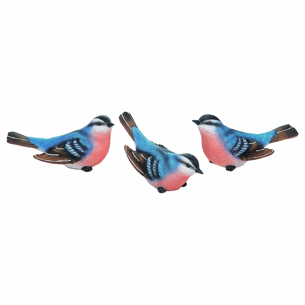 Transpac Large Resin Blue & Coral Bird Set of 3 Spring Home Decorations