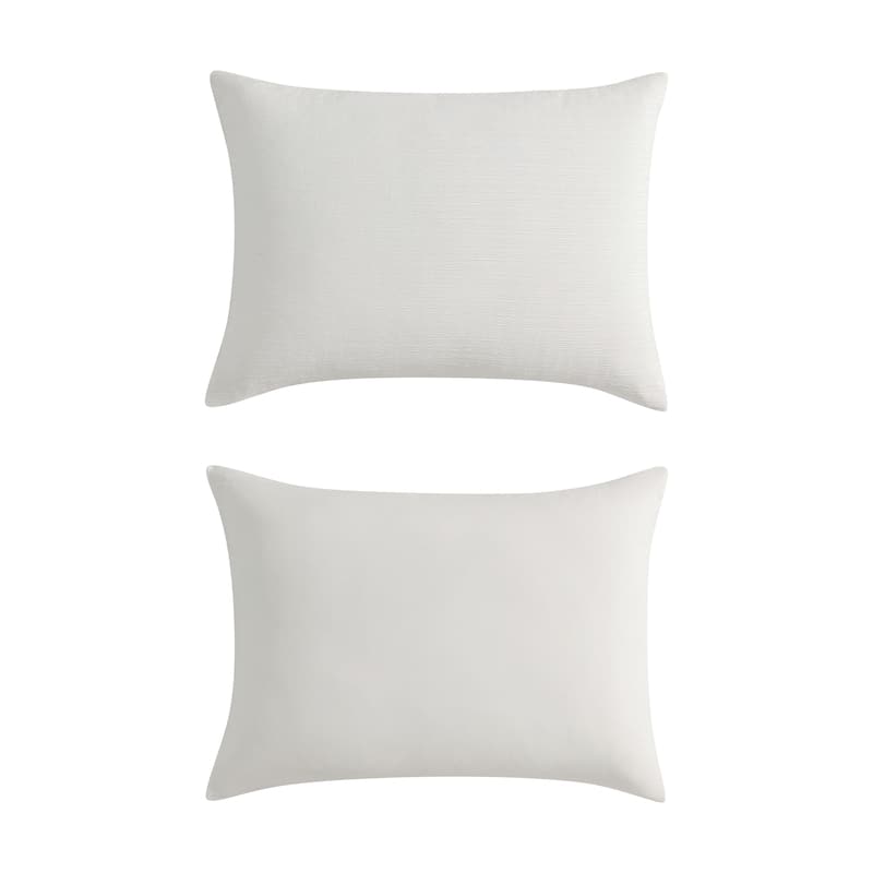 Vera Wang Crinkle Textured Reversible Duvet Cover Set Minimal Design (White, 3 Piece)