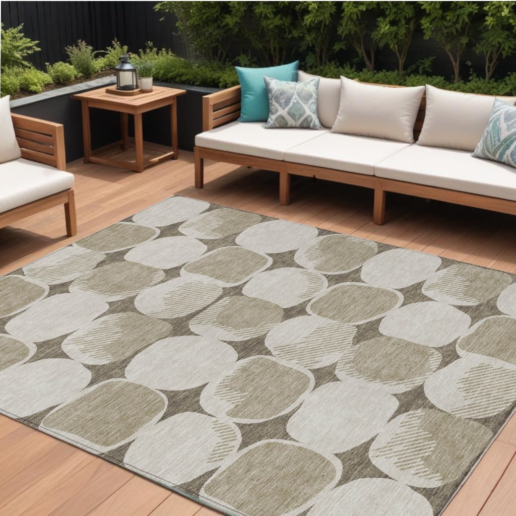 HomeRoots Abstract Transitional Rectangle Outdoor Rug