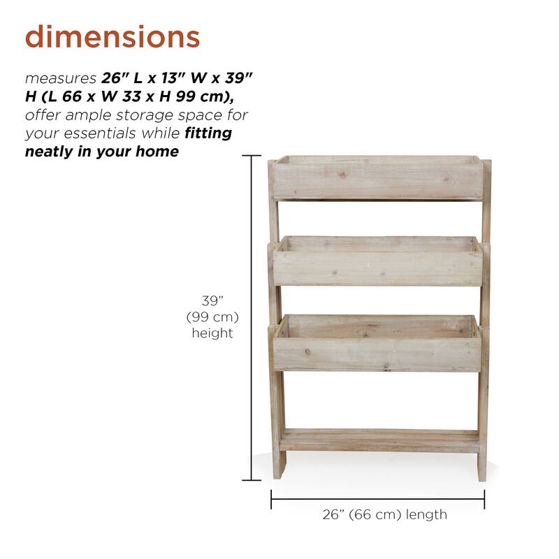 Wooden 3-Tier Movable Shelf Storage Rack