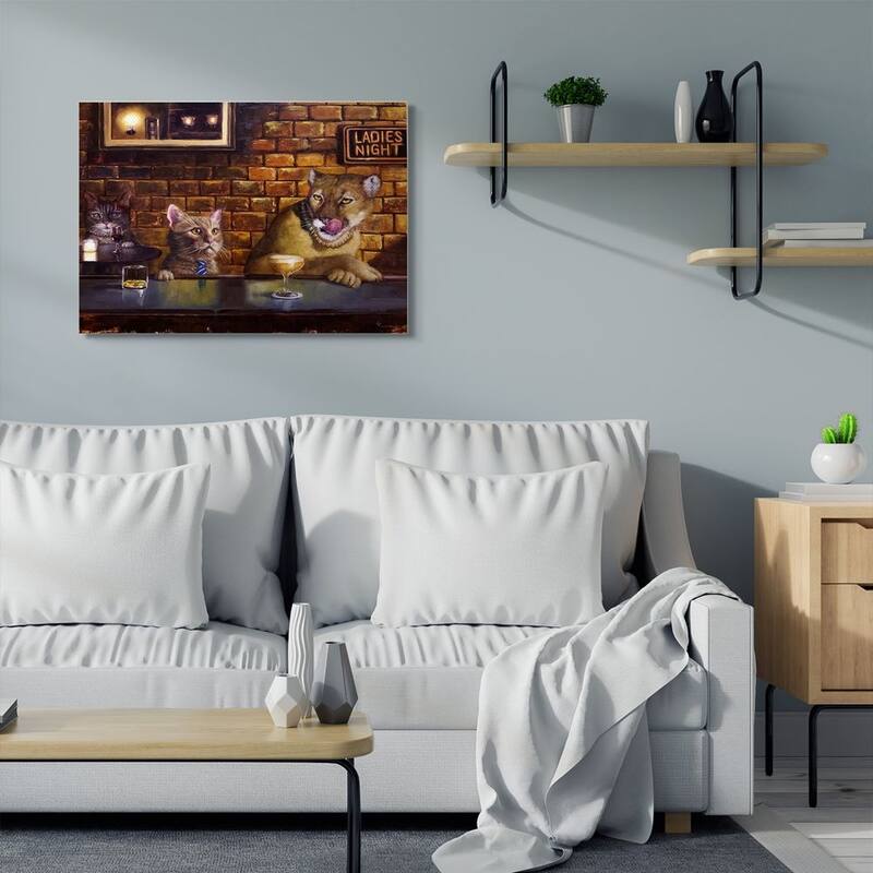 Stupell Cougar at the Bar Ladies Night Animal Humor Canvas Wall Art - Multi-Color
