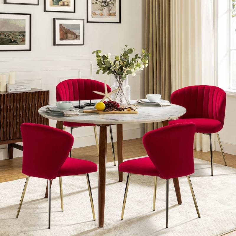 Barbara Side Chair with Metal Base Set of 4 by HULALA HOME - RED