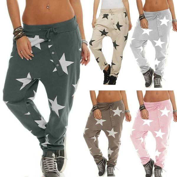 Shop Fashion Star Pattern Women Men Harem Pants Loose Casual Long