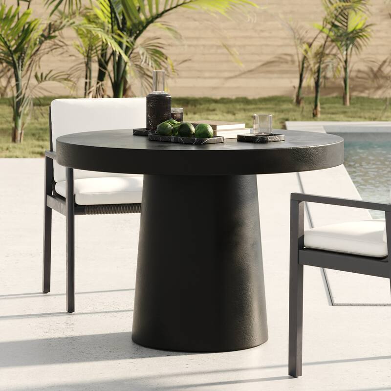 Modrest Desoto Modern Black Concrete Round Dining Table