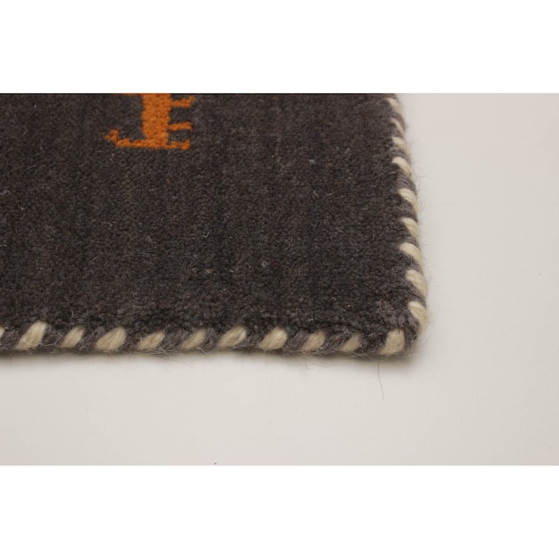 Kashkuli Gabbeh Grey Rug 1'11" x 5'10" - 1'11 x 5'10