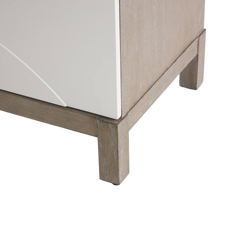 Wooden Geometric 3 Door and 1 Interior Drawer Sideboard - White - Roche River Decor - 19"W x 68"L x 32"H