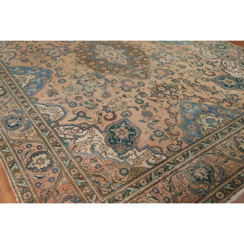 Floral Tabriz Persian Area Rug Hand-Knotted Wool Carpet - 9'6" x 12'8"