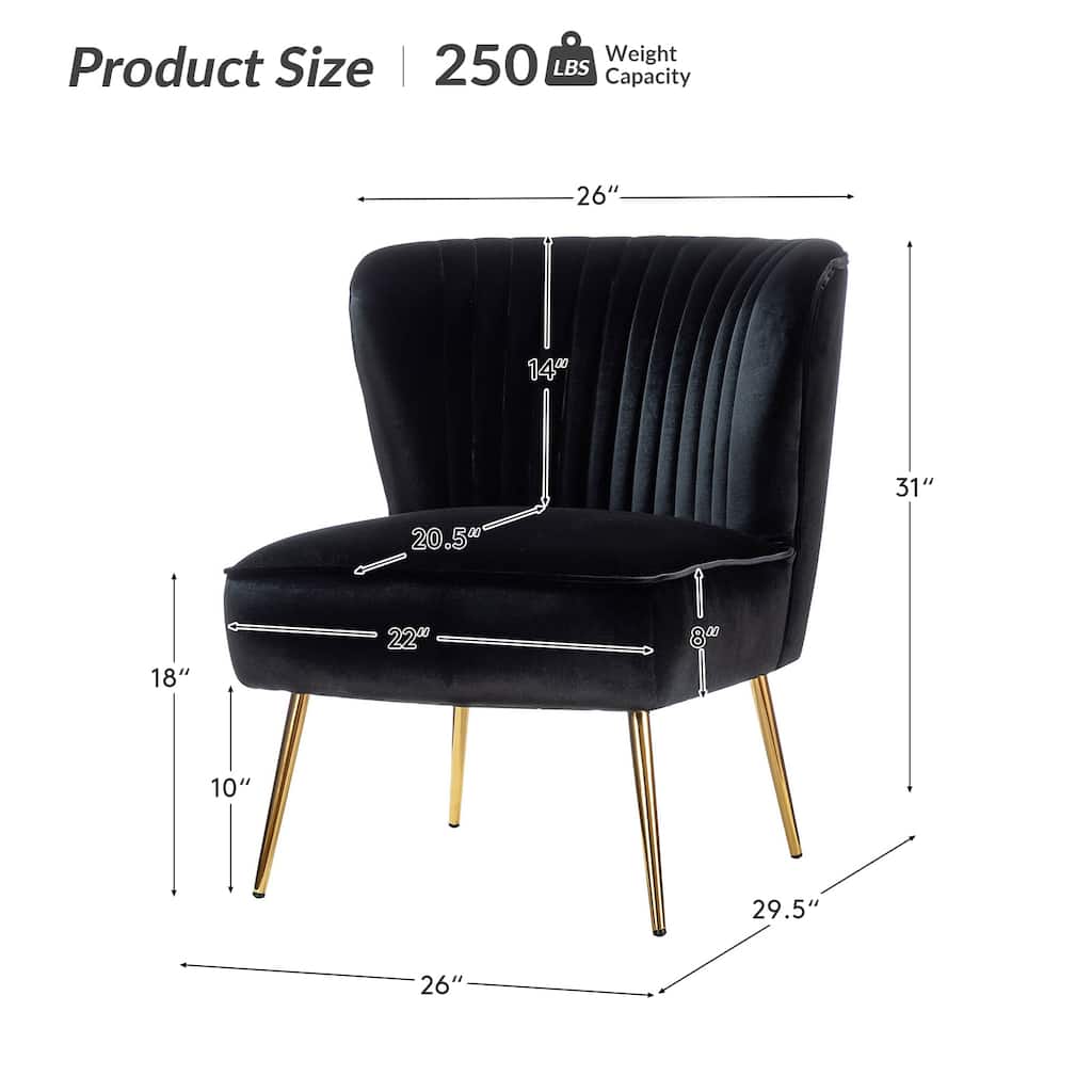 Monica 22''W Upholstered Modern Tufted Accent Side Chair with Gold Legs by HULALA HOME