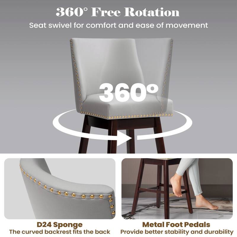 Crestlive Bar Stools Swivel Barstool with Back