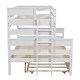 preview thumbnail 10 of 8, Twin over Full Bunk Bed White Wood Frame with Pull-out Twin Size Trundle, No Box Spring Needed Solid Wood Platform Bed Frame