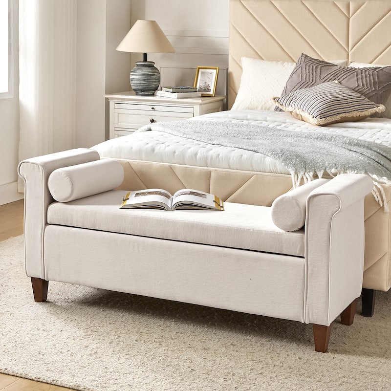 Rita 54.3'' Wide Traditional Storage Bench with 2 Pillows by HULALA HOME
