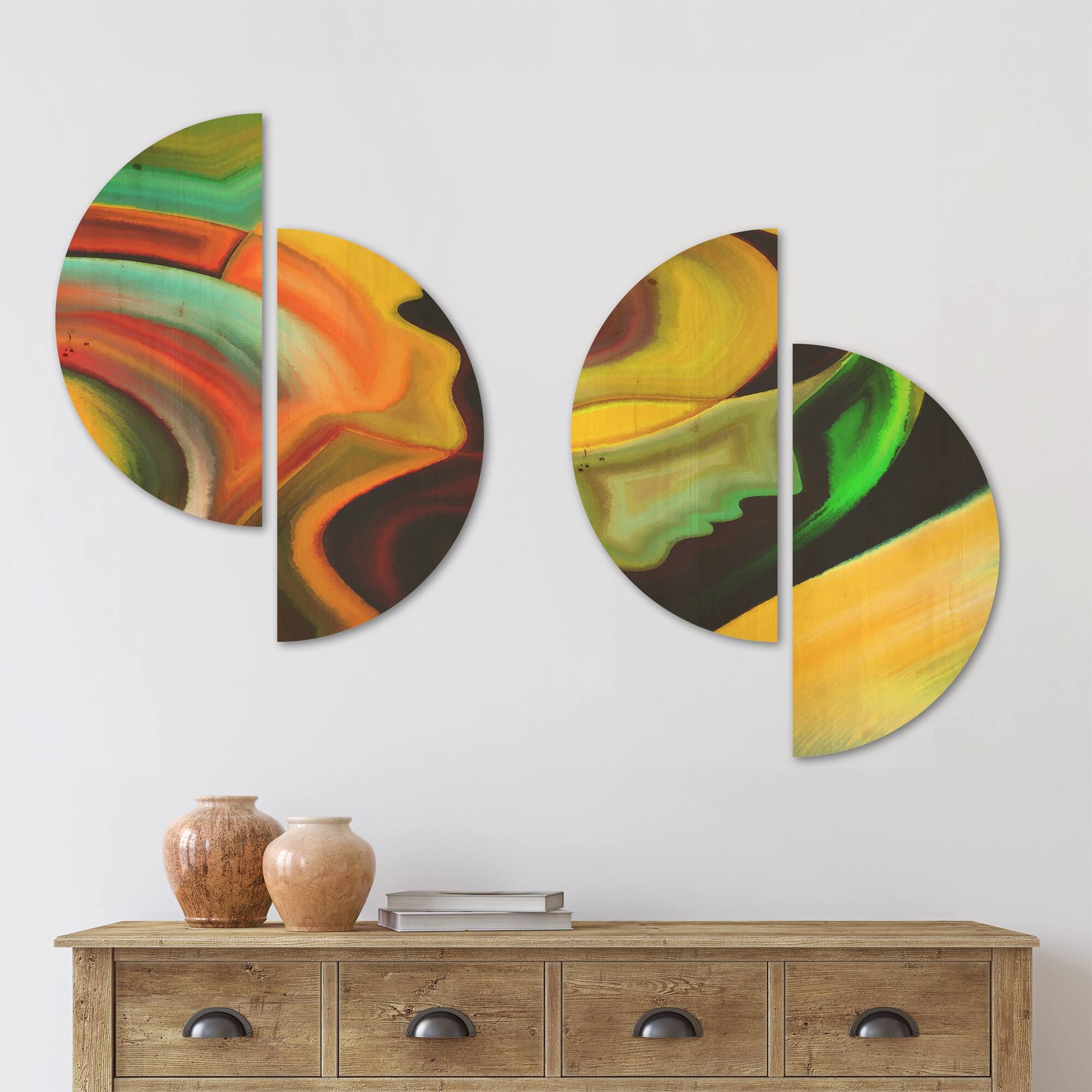 Designart 'Way of Parenting' Abstract Wood Wall Art Set of 4 Half