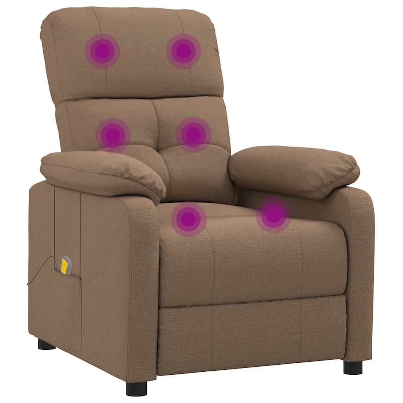 vidaXL Massage Recliner Brown Fabric - 28.7" x 35.4" x 39.4"