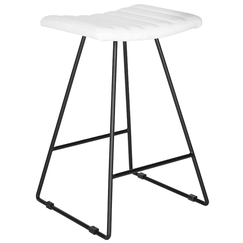 SAFAVIEH Doreen Mid-Century Dining Modern White 27-inch Counter Stool (Set of 2) - 16.5" x 16" x 26"