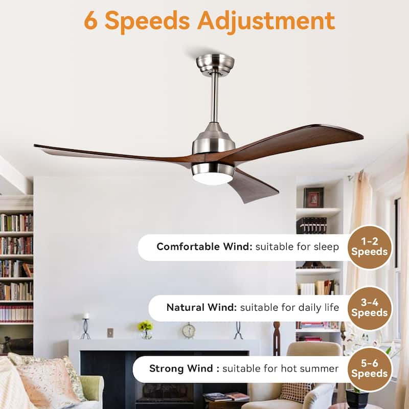 52" Ceiling Fan with Lights Remote Control,Quiet DC Motor 6 Speed Levels,Reversible Blades, for Patio Living Room, Bedroom