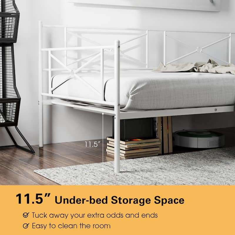 Costway Metal Daybed Frame Twin Size Slat Support Mattress Foundation