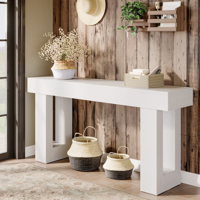 Farmhouse Console Table, 63-Inch Long Narrow Sofa Table Behind The Couch