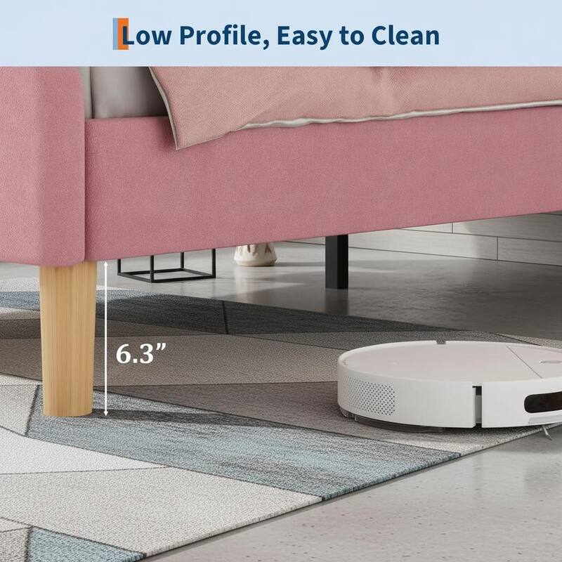 Bed Frame, Adjustable LED Headboard and Footboard