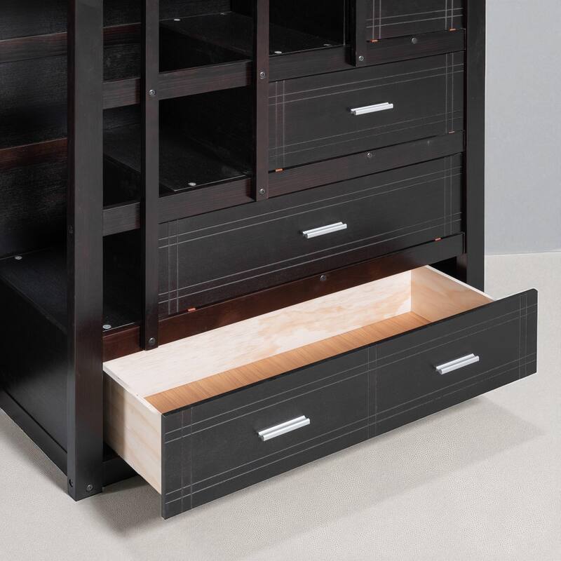 Twin Over Twin Bunk Bed with Trundle and Storage Drawers, Staircase Bunk Frame for Kids and Teens