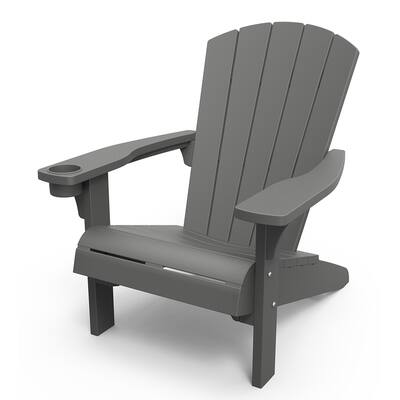 Keter Alpine Adirondack Resin Outdoor Furniture Patio Chairs with Cup Holder Durable Lounge Seating - 31.9" x 31.5" x 39.8"