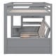 preview thumbnail 13 of 13, Gray Full Futon Bunk Beds with Staircase and Bedside Table Can be Swapped Left Right, Lower Bed Convertible Daybed with Drawers