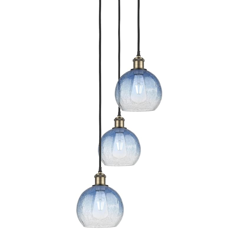 Innovations Lighting 113B-3P-31-15 Brookhaven Globe Pendant Brookhaven - Black Antique Brass / Sapphire Blue