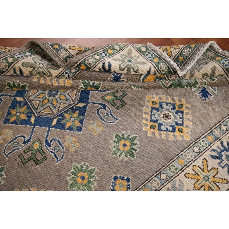 Oriental Grey Kazak Area Rug Handmade Wool Carpet - 5'0" x 6'10"