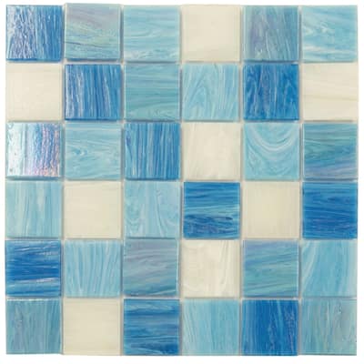 Apollo tile 12" x 12" Mingles Glossy Blue White Glass Tile (20 sq ft/case) - 20 Pack