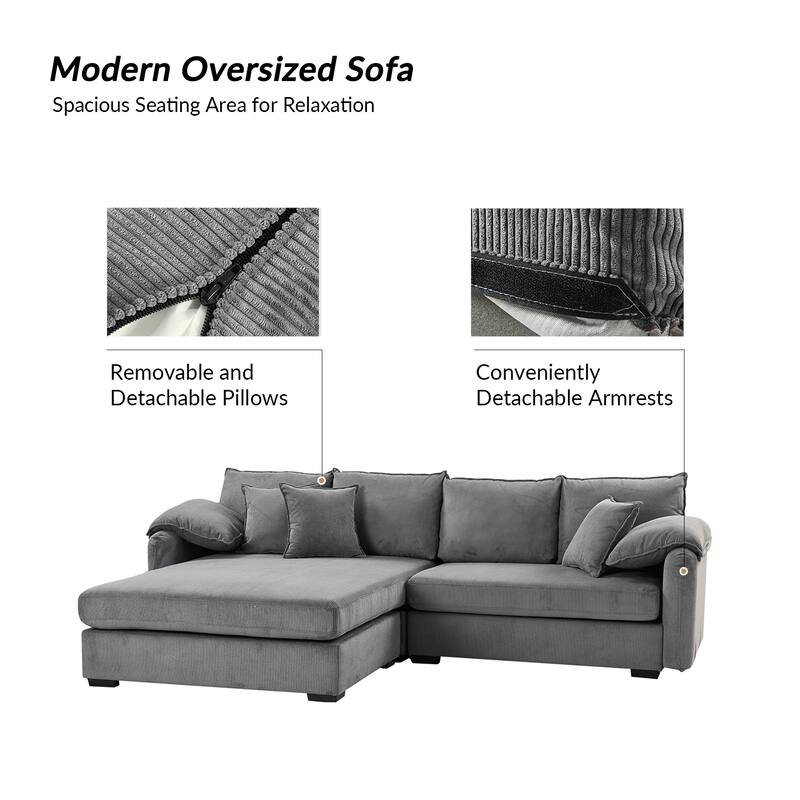 Cesare Modern 2-Piece Reversible Cushions Sectional with Storage by HULALA HOME