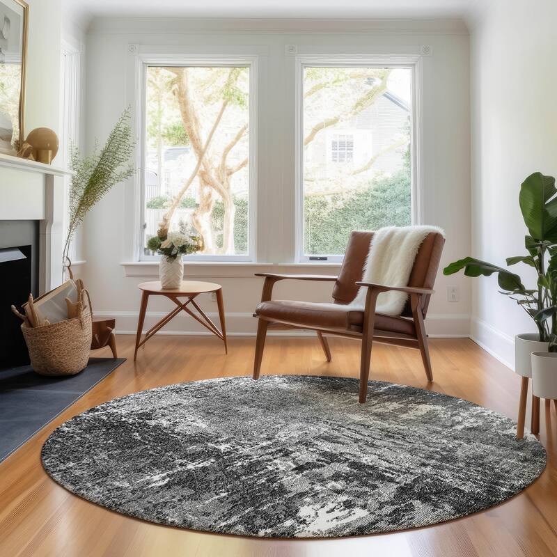 Premium Washable Super Soft Abstract Glam Mayfield Rug - Gray - 8' x 8' - Round