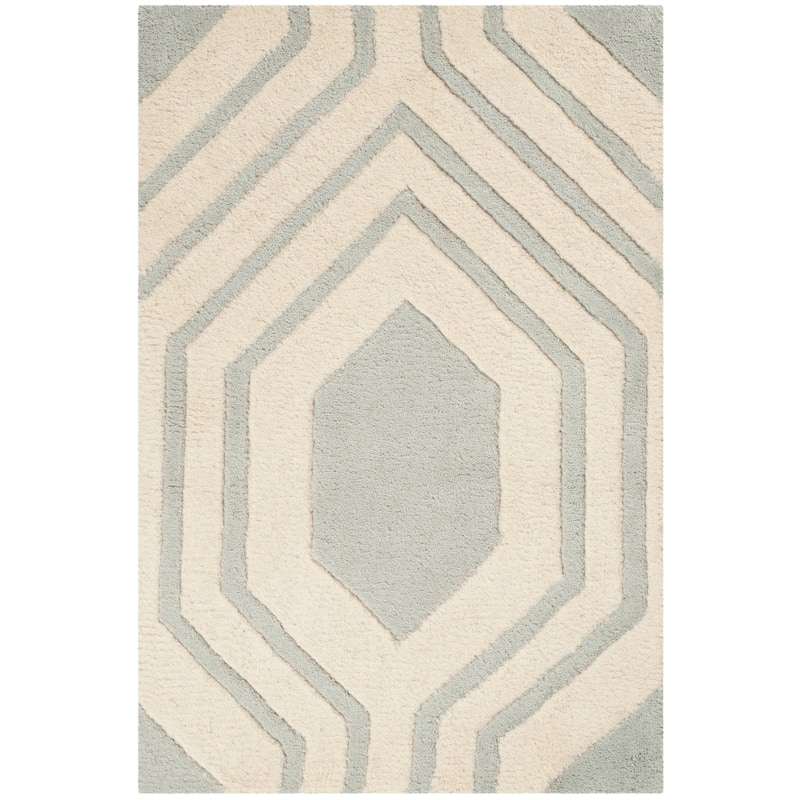 SAFAVIEH Handmade Chatham Kitt Modern Wool Rug - 2' x 3' - Grey/Ivory