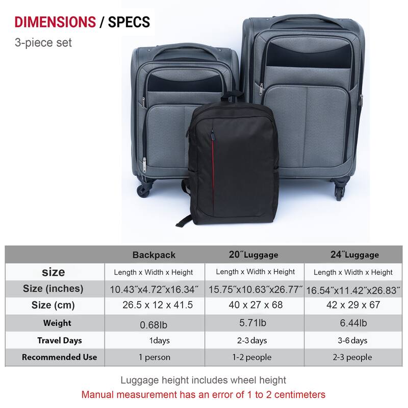 (20+24) Travel case two-piece suitcase set Oxford trolley case without password lock universal wheel + Oxford cloth backpack