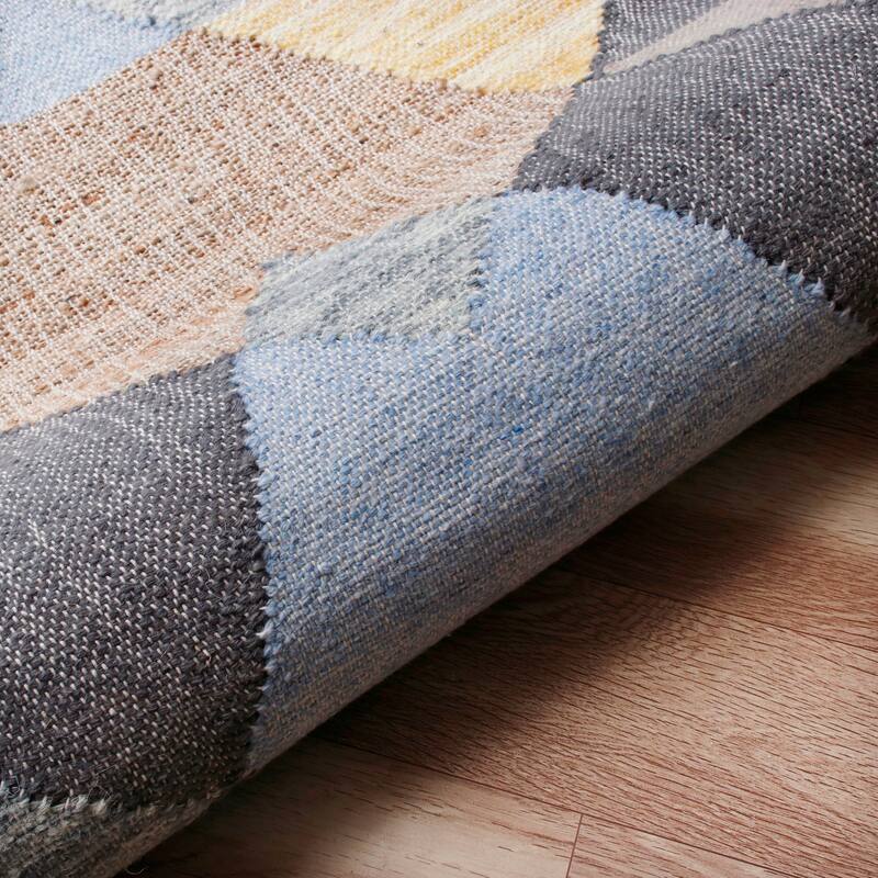 Sevita Hand-Woven Southwestern Jute-Blend Area Rug, Tan and Light Blue