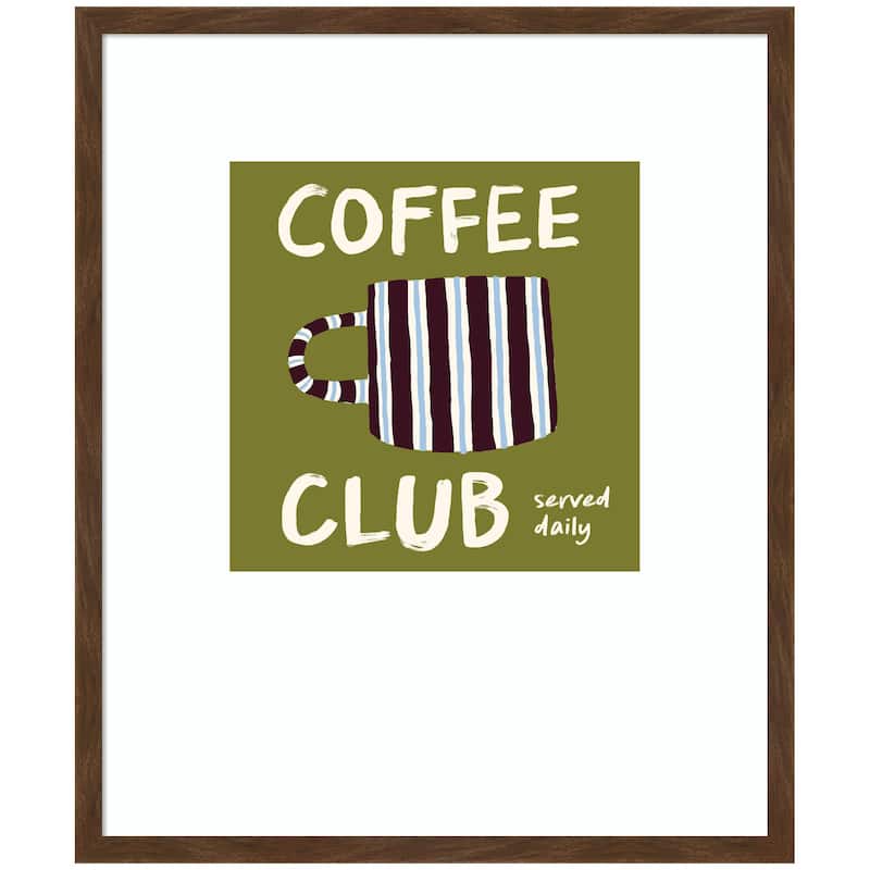 Kate and Laurel Coffee Club Kitchen Sage Green by Lucky Guava Framed Wall Art Print - 21x25