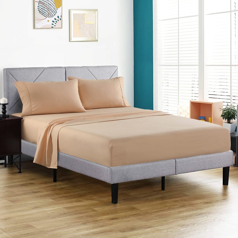 4 Piece Brushed Microfiber Bed sheet Set Wrinkle, Fade, Stain Resistant