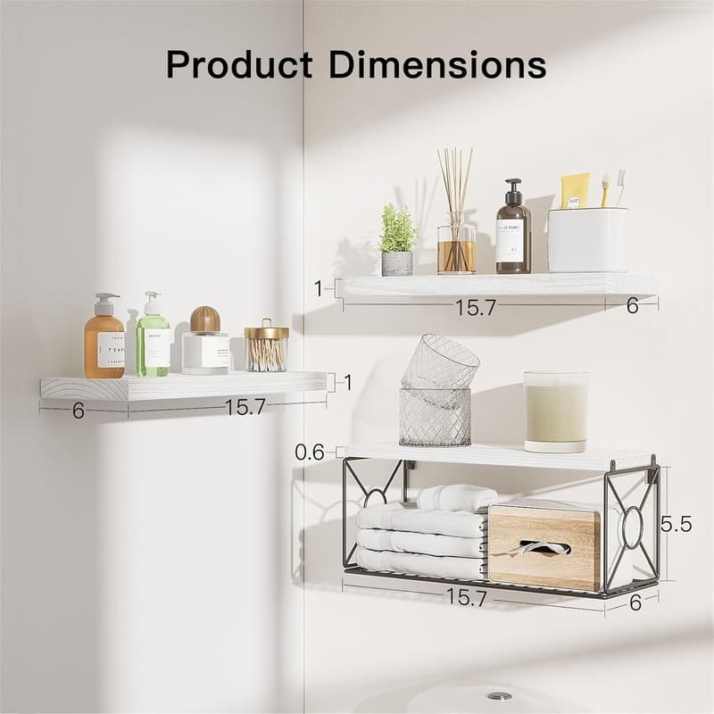 Bathroom Shelves Over Toilet - 15.75"D x 5.91"W x 1.2"H