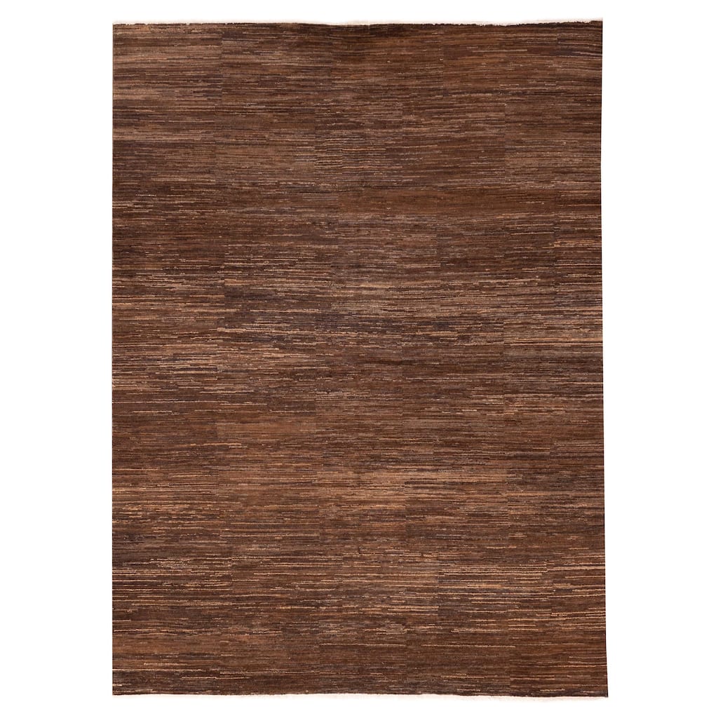 ECARPETGALLERY Hand-knotted Peshawar Ziegler Dark Brown Wool Rug - 8'11 x 11'10