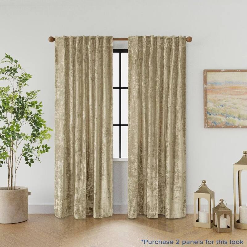 Texture Velvet Back Tab Room Darkening Single Panel - 52"Wx84"L - Mink